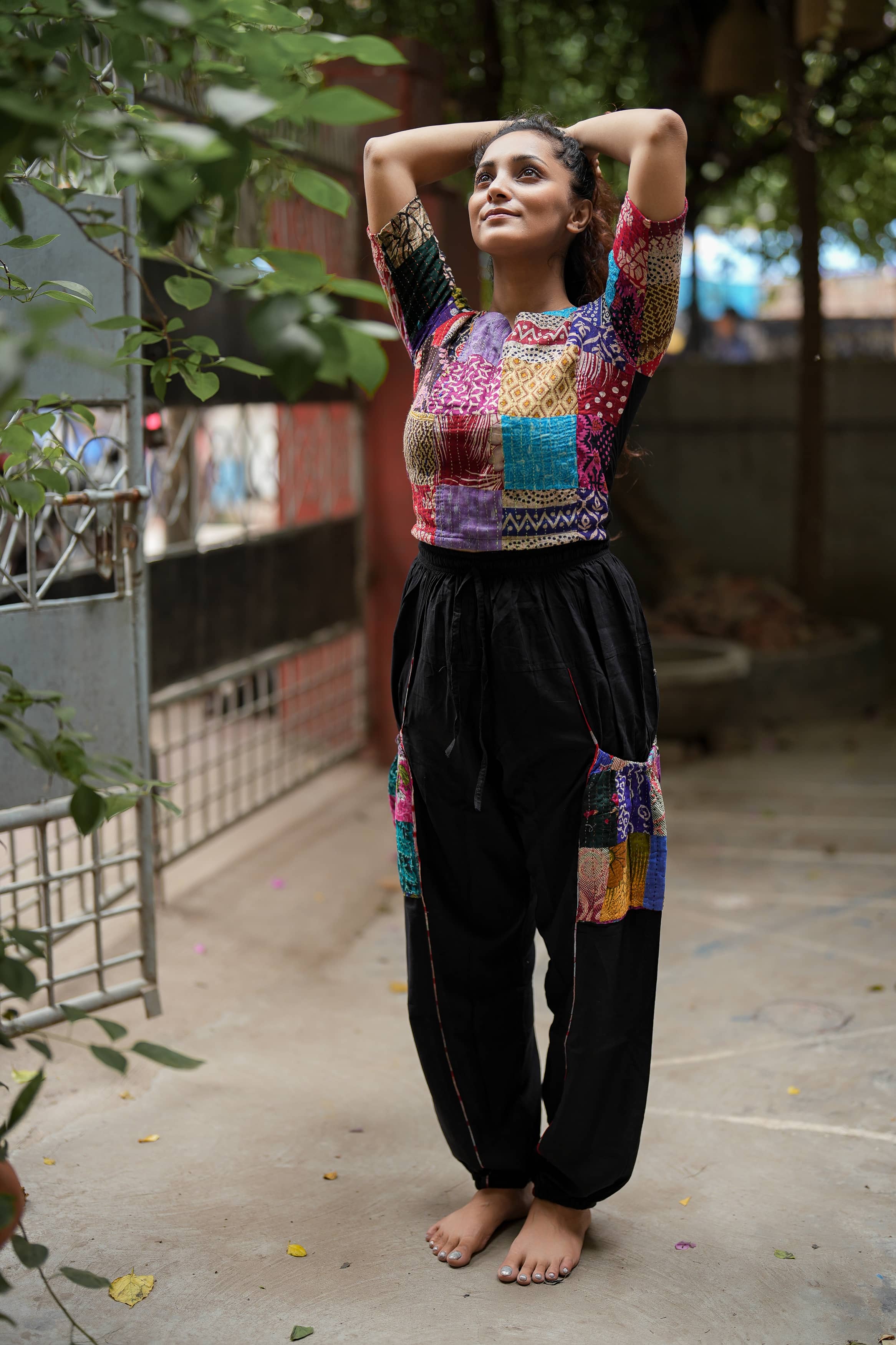 Side patchwork pocket pant